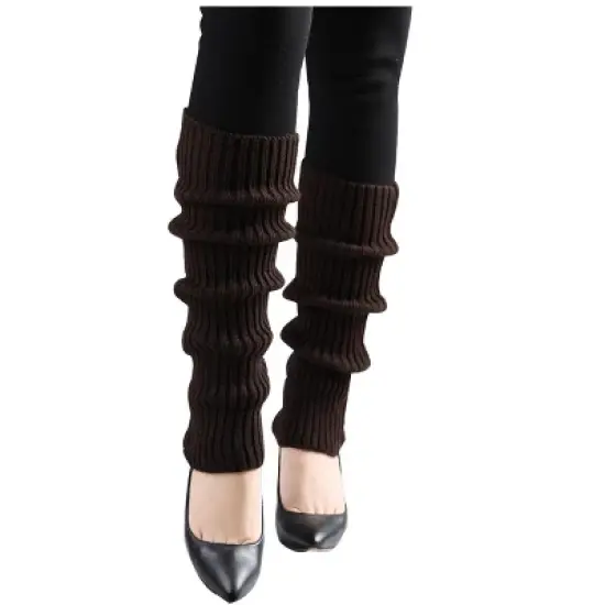 Allegra K Women's Knitted Solid Color Warm Knee High Length Ribbed Leg Warmers image {7}