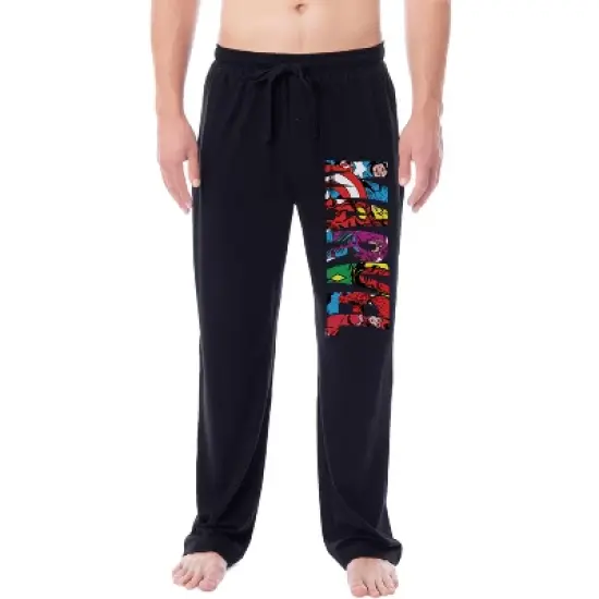 Marvel Comics Mens' The Avengers Vintage Superhero Sleep Pajama Pants Black image {4}