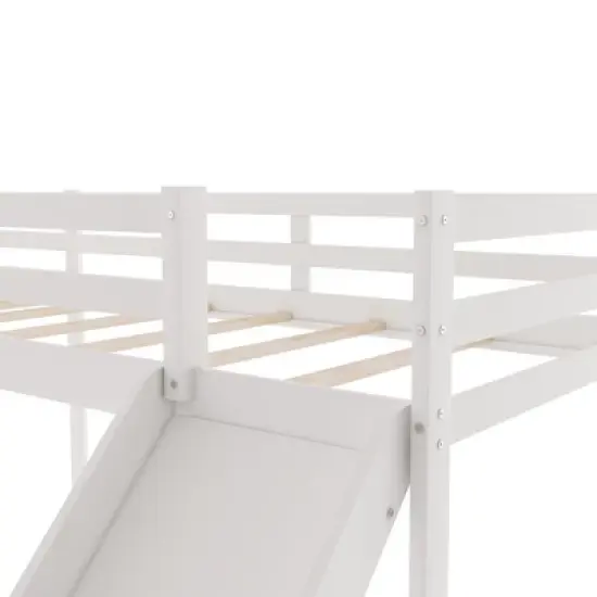 L-Shaped Twin Size Loft Bed with Ladder and Slide - ModernLuxe image {8}