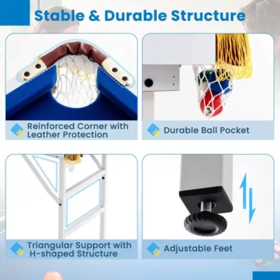 Costway 47" Folding Billiard Table Pool Game Table Indoor Kids w/ Cues Brush Chalk Green/Blue image {4}