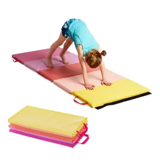 HearthSong 5-Panel Folding Kids' Gymnastics Tumbling Mat for Active Play, with Carrying Handles image {9}
