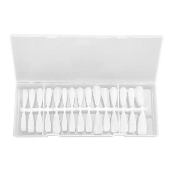 Unique Bargains Women's Medium Long Water Drops Shape Fake Nails Clear 1 Set image {5}