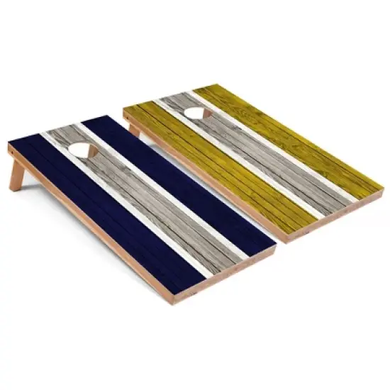 Skip's Garage Navy and Yellow Striped Cornhole Board Set, Includes 2 Boards, 8 Bags image {6}