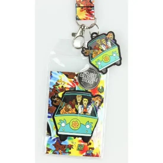 Scooby Doo Tie Dye Lanyard Keychain ID Holder Mystery Machine Rubber Charm and Sticker image {1}