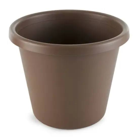 The HC Companies 14 Inch Classic Durable Plastic Flower Pot Container Garden Planter with Molded Rim and Drainage Holes, Chocolate Brown (2 Pack) image {3}