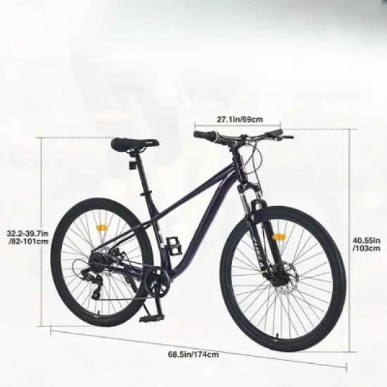 DSVIMOY Bicycles, 27.5 Inch Mountain Bike for Men Women Boys and Girls, 21-Speed Mountain Bike, Purple, 68.5"*27.1"*40.55" image {1}