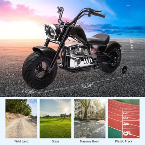 Kids Electric Off-Road Dirt Bike,36V Motorcycle with Top Speed of 16.5 Mph, Spring Suspension, Led Lights, Music Player, for Teens image {1}