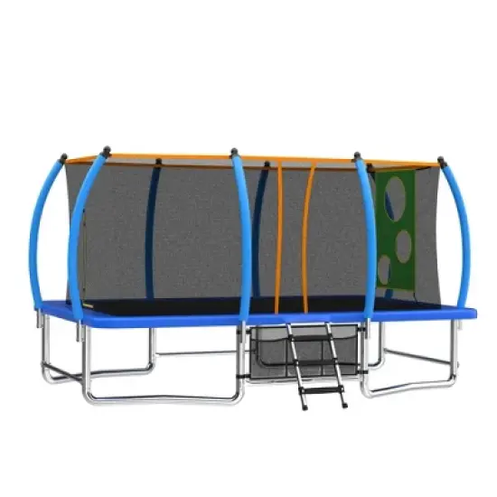 NAYSAYE Trampoline Outdoor Rectangular Trampoline with Safety Enclosure Net for Kids and Adults, Blue, 168.00"*96.00"*107.87" image {5}
