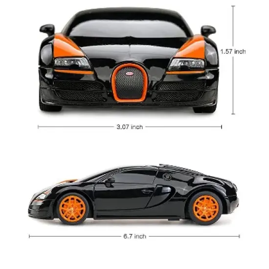 Link Ready! Set! play!1:24 Scale Radio Remote Control Bugatti Veyron Car Toy - Black/Orange image {3}