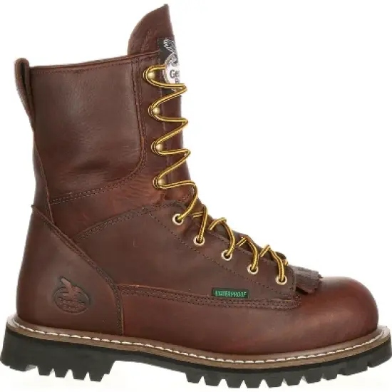 Men's Brown Georgia Boot Steel Toe Waterproof Lace-To-Toe Work Boot Size 9.5(Wide) image {6}