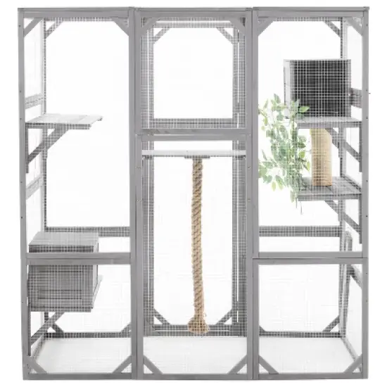 Gulches Light Grey Outdoor Cat House with Two Condos and Platforms image {8}