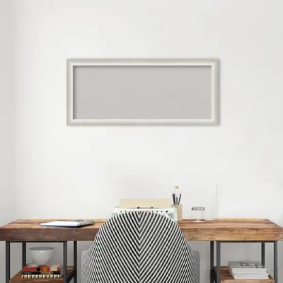 32"x14" Two Tone Wood Frame Gray Cork Board Silver - Amanti Art image {6}