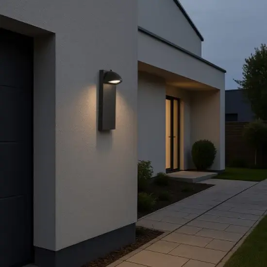 ALOADECOR H11 in. Modern Outdoor Integrated LED Wall Light with Dusk-to-Dawn Sensor Black Exterior Sconce with Frosted Glass for Entryway(&uml;2 Pack) image {1}