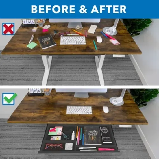 Mount-It! Under Desk Storage - Deep Under Desk Drawer Organizer - Standing Desk Drawer Attachment - 25.8" Width Under Desk Storage Drawer - Black image {3}
