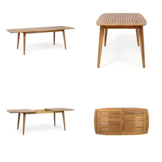 7-Piece Outdoor Dining Table and Chairs Set for 6, Acacia Wood Expandable Patio Table with Wicker Rattan Woven Chairs, Waterproof Cushions-Cuddlewood image {5}