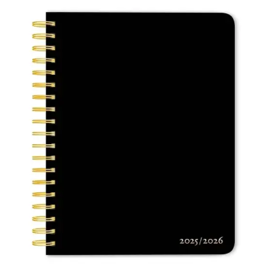 Plato Black Solid Desk Planner with Foil Stamped Cover July 2025 - December 2026 image {3}