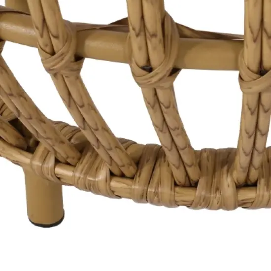GDFStudio Whitetail Outdoor Boho Wicker Side Table, Light Brown image {6}