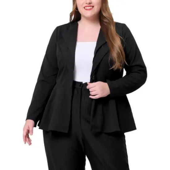 Agnes Orinda Women's Plus Size Office Work Double Lapel Button Peplum Blazers image {6}