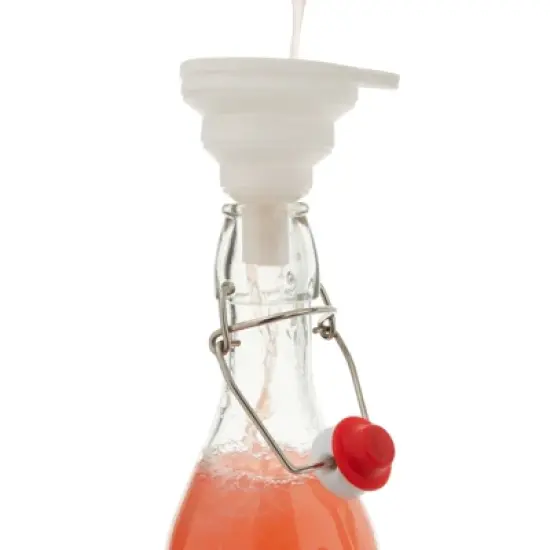 Juvale 4 Pack Square Flip Top Glass Bottle 32 oz with Cleaning Brush and Silicone Funnel for Homemade Brew, Drinks, Crafts image {3}