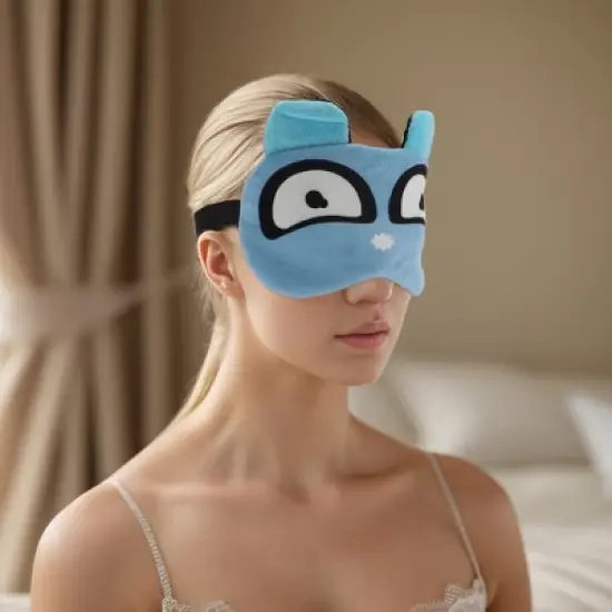 Unique Bargains Soft Cartoon Sleep Mask Crescent Eyes Blue 1 Pc image {1}