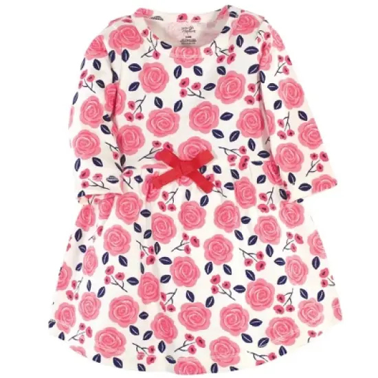 Touched by Nature Baby and Toddler Girl Organic Cotton Long-Sleeve Dresses 2pk, Coral Rose image {2}