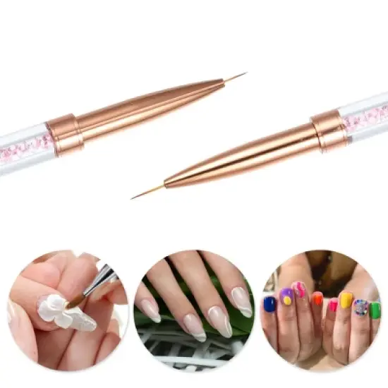 Unique Bargains Aluminum Nylon Nail Art Liner Brushes Rose Gold Tone 1 Pc image {1}