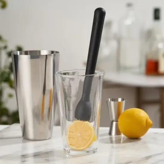 True Bash Muddler, Serrated Base, Bar Tools and Cocktail Accessories, Food Safe Plastic, Dishwasher Safe, Black, 8.25 Inch, Set of 1 image {3}