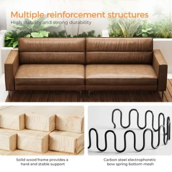 Luck Live 86.61 inches oil wax genuine leather, sofa frame is solid, comfortable to the touch image {6}