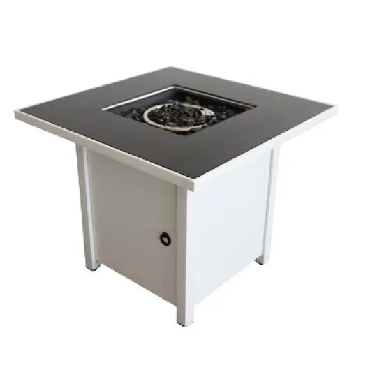 30 Inch White Steel Propane/Natural Gas Fire Pit Table image {1}