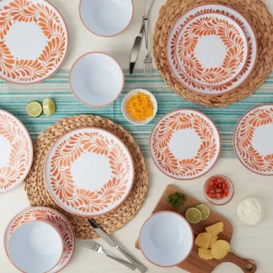 Infuse 12pc Melamine Dinnerware Set Orange image {3}