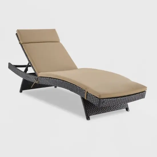 Biscayne Chaise Lounge with Mocha Cushion Brown - Crosley: Steel Frame, Weather-Resistant, Adjustable Back image {6}