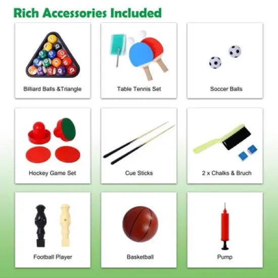 Multi Game Table, 43 Inch 5-in-1 Combo Game Table, Hockey/Soccer Foosball/Pool/Table Tennis/basketball Table Combination Kit for Game Room Home image {2}