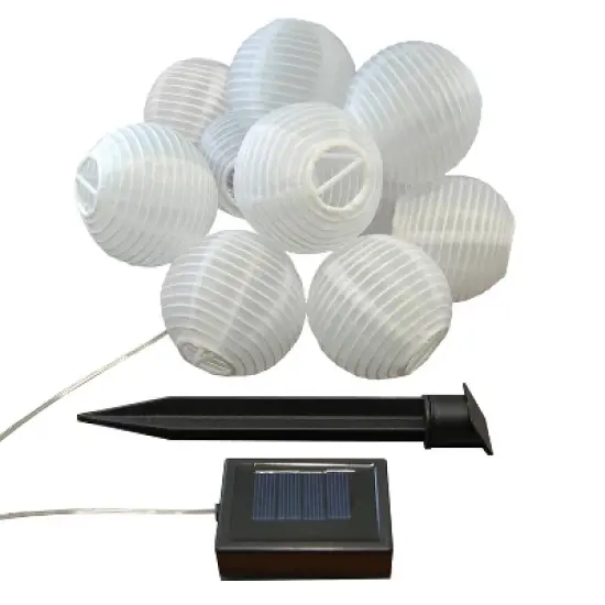 LumaBase Solar-Powered String Lights with 10 Nylon Lanterns image {6}