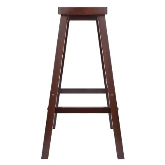 3pc Inglewood Counter Height Dining Sets with Saddle Seat Bar Stools Wood/Walnut - Winsome image {4}