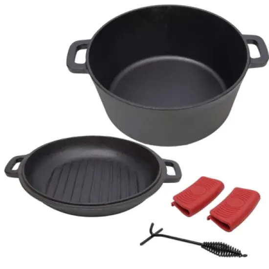 SEVOBAL Grill Cookware 3 in 1 Outdoor Oven with Skillet Lid for Versatile Cooking and Grilling Use Area, Black, 12.5"*10.2"*6.2" image {5}