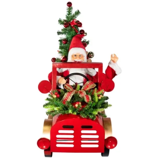 Northlight Animated and Musical Santa Driving Vintage Truck Christmas Decoration - 36.5" image {2}