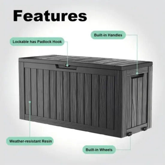 Chic Crate 75-gal Water Resistant Resin Lockable Deck Box - Black image {3}