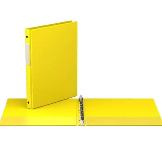 Davis Group 6pk 5/8" Premium Economy Round Ring Binders Yellow: .5 Inch, Polypropylene, 100 Sheet Capacity, 2 Pockets image {1}