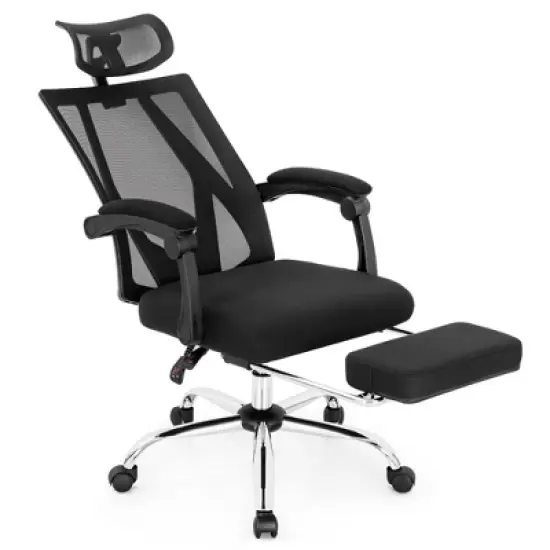 Costway Mesh Office Chair Recliner Desk Chair Height Adjustable w/Footrest Black image {9}