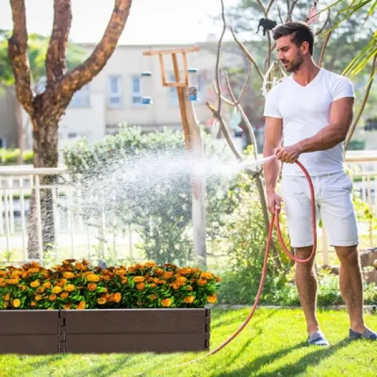 Costway Raised Garden Bed Set for Vegetable Flower Gardening Planter Brown image {7}