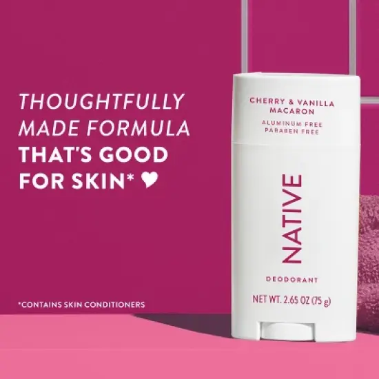 Native Solid Deodorant for Women & Men - Cherry & Vanilla Macaron - Aluminum-Free 2.65oz image {4}