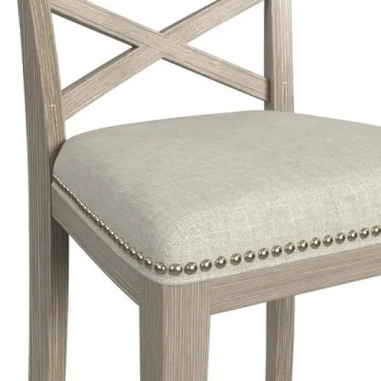 Set of 2 26" Bayview NonSwivel Counter Height Barstool White/Silver - Hillsdale Furniture image {6}
