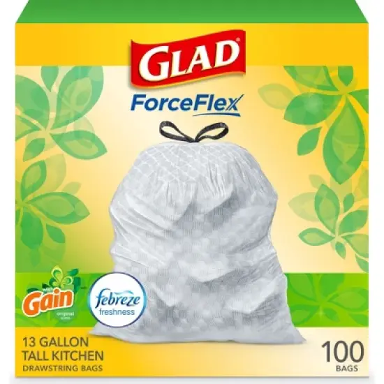 Glad ForceFlex Tall Kitchen Drawstring Trash Bags - Gain Original - 13 Gallon image {12}