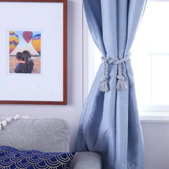 Okuna Outpost 4 Pack Gray Cotton Window Curtain Tiebacks Tie Backs, Rope Holdbacks Holder for Drapes, Home Decor, 29 in image {1}