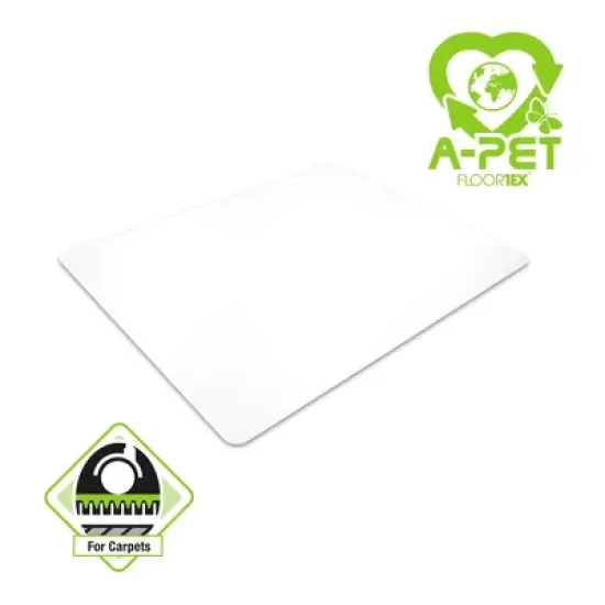 APET Rectangular Chair Mat for Low/Standard Pile Carpet Clear - Floortex image {7}