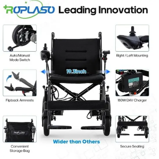 COWLOWN Black Lightweight Foldable Wheelchair for Adults & Seniors, USA-Made Mobility Chair image {6}