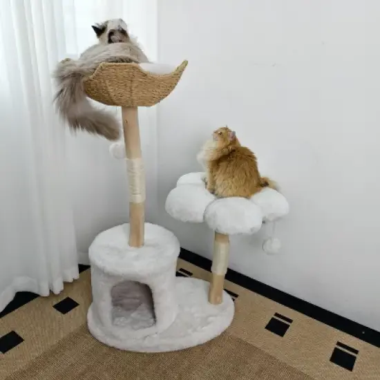 Artloge 47" Tall Sturdy Cat Tree Tower Multi-Level Play Activity Center Luxury Cats House with Cozy Condo & Scratching Post & Toy Ball image {9}