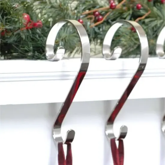 Stocking Scrolls Stocking Holders 4pk Silver image {2}