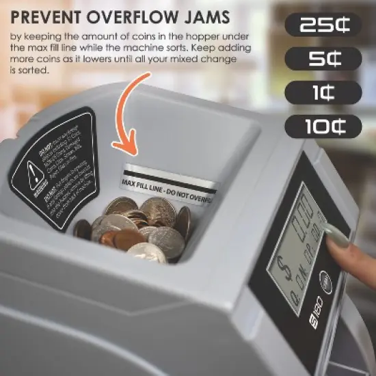 Nadex Coins&trade; S180 Digital Coin Counter, Sorter, and Wrapper in Black image {6}