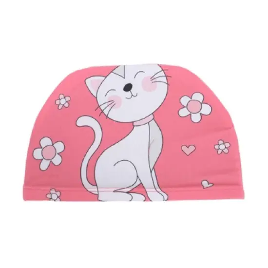 Unique Bargains Kid's Polyester Cat Pattern Swim Cap Rose Red White 1 Pc image {6}